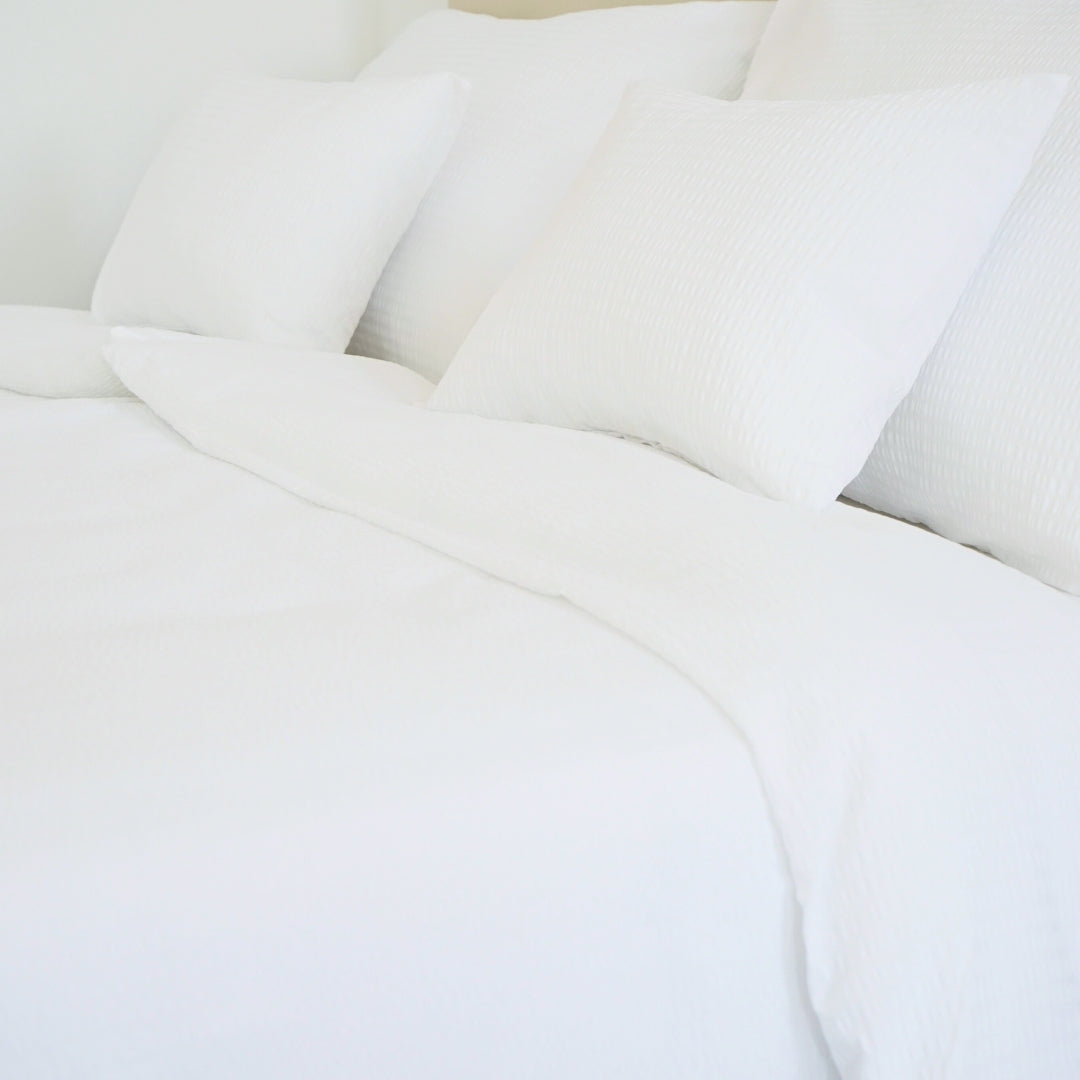 Krepp-Kissenbezug, Bettbezug – 100 % Baumwolle – Weiß – umklappbar – 130 g/m2