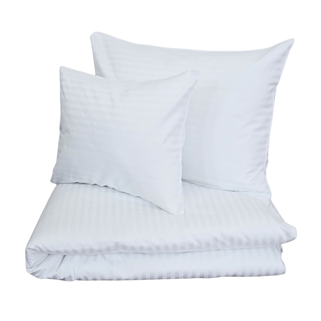 Hotel-Satin-Bettlakenset mit 1 cm Streifen, 100 % Baumwolle – zum Umklappen – 3er-Set – 140 g/m² – verpackt