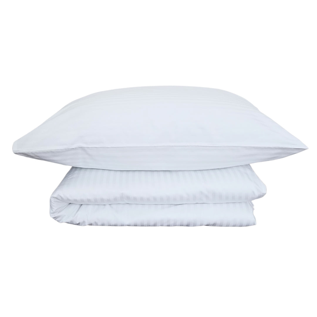 Hotel satin 1 cm striped bed sheet set 100% cotton - fitted - set of 2 - 140 gr/m2 - packaged