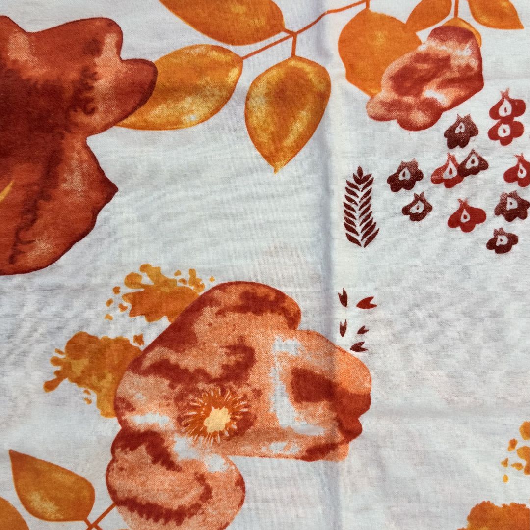 Flanel ágyneműhuzat garnitúra - 3 db-os - Meleg terrakotta virágmintás