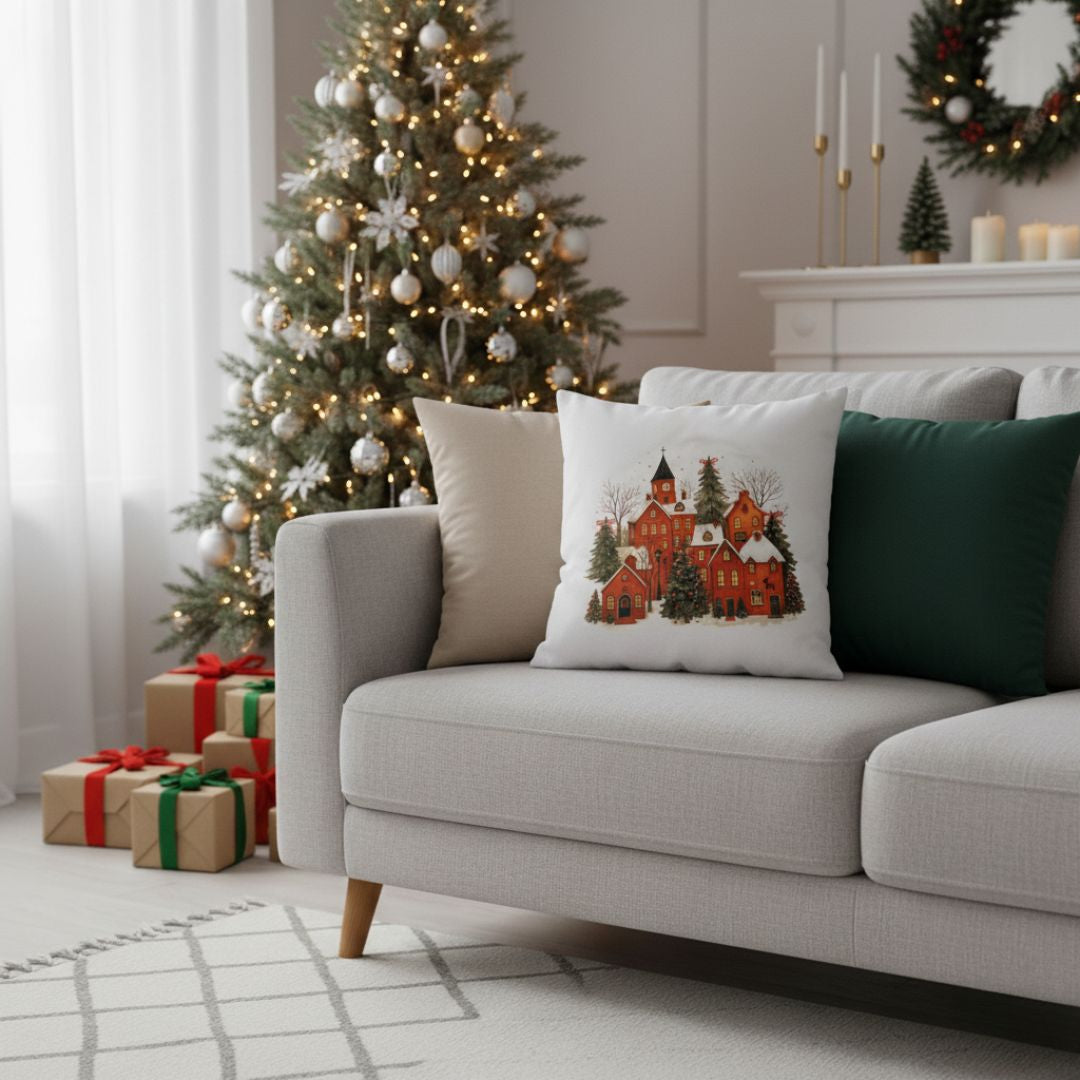 Kissen mit Reißverschluss und Einsatz in Rot mit Stern