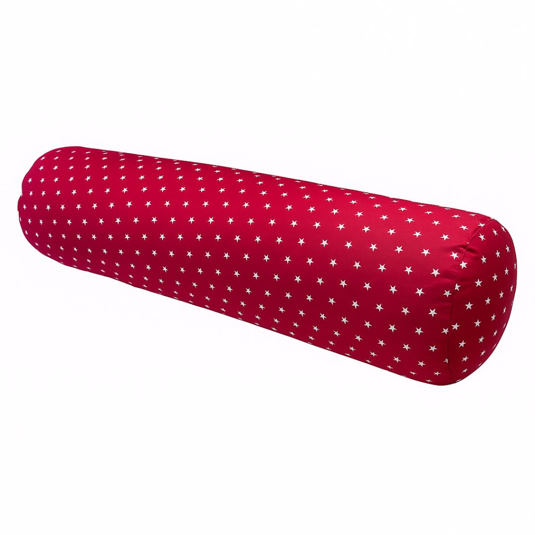 Large cylinder pillow - red star pattern