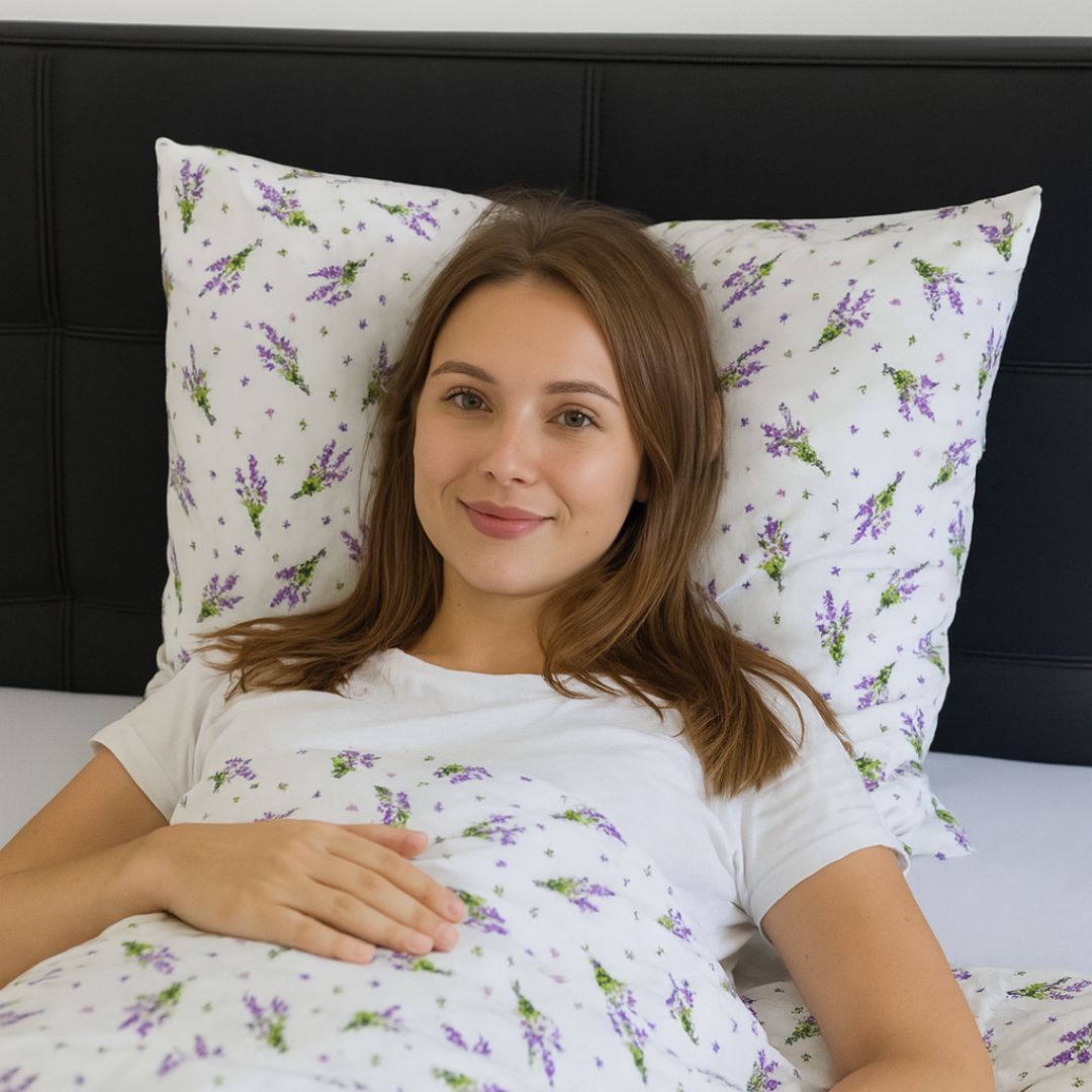 Baumwollbettwäscheset - 3-teilig - Lavendelstrauß