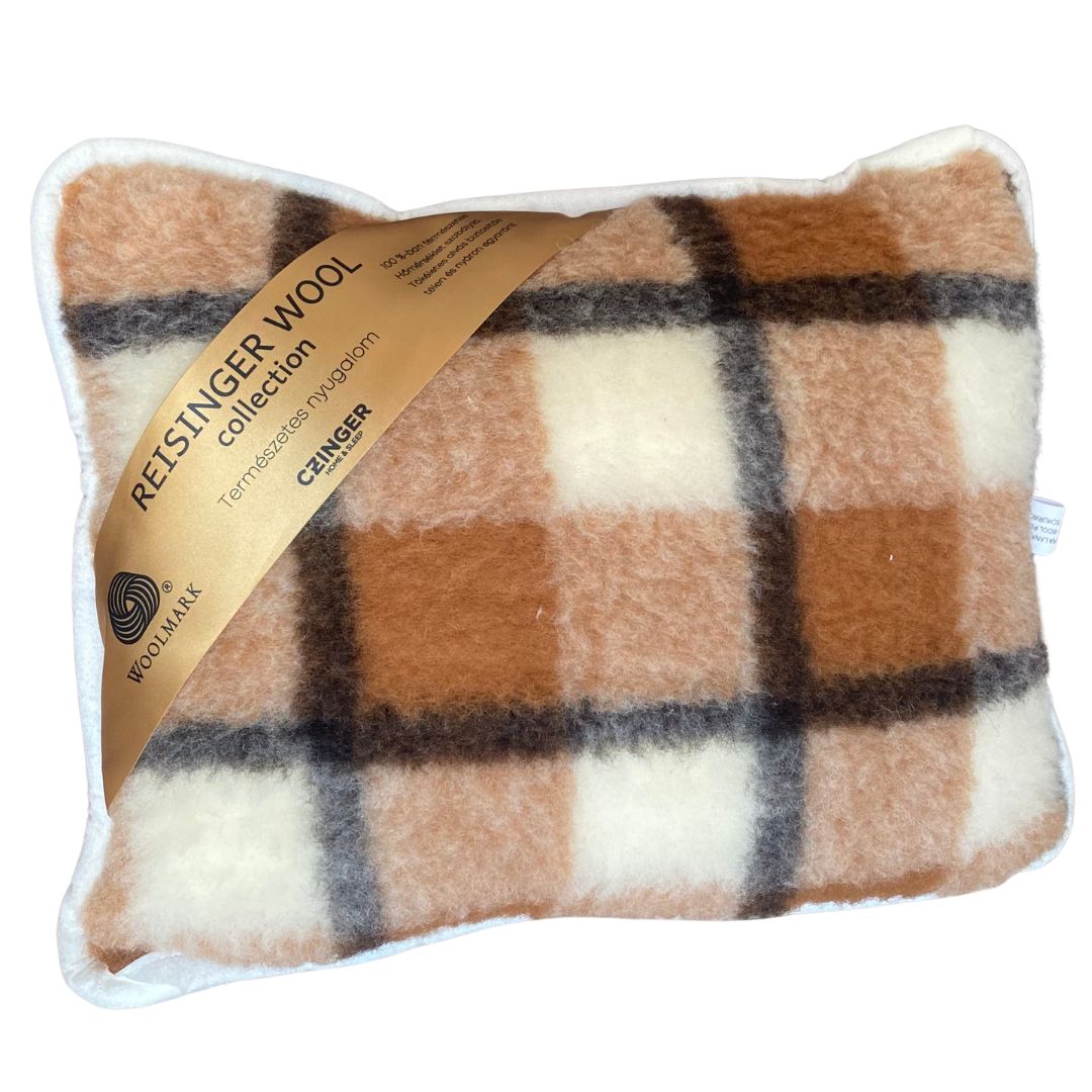 Double-sided grey checkered lambswool cushion