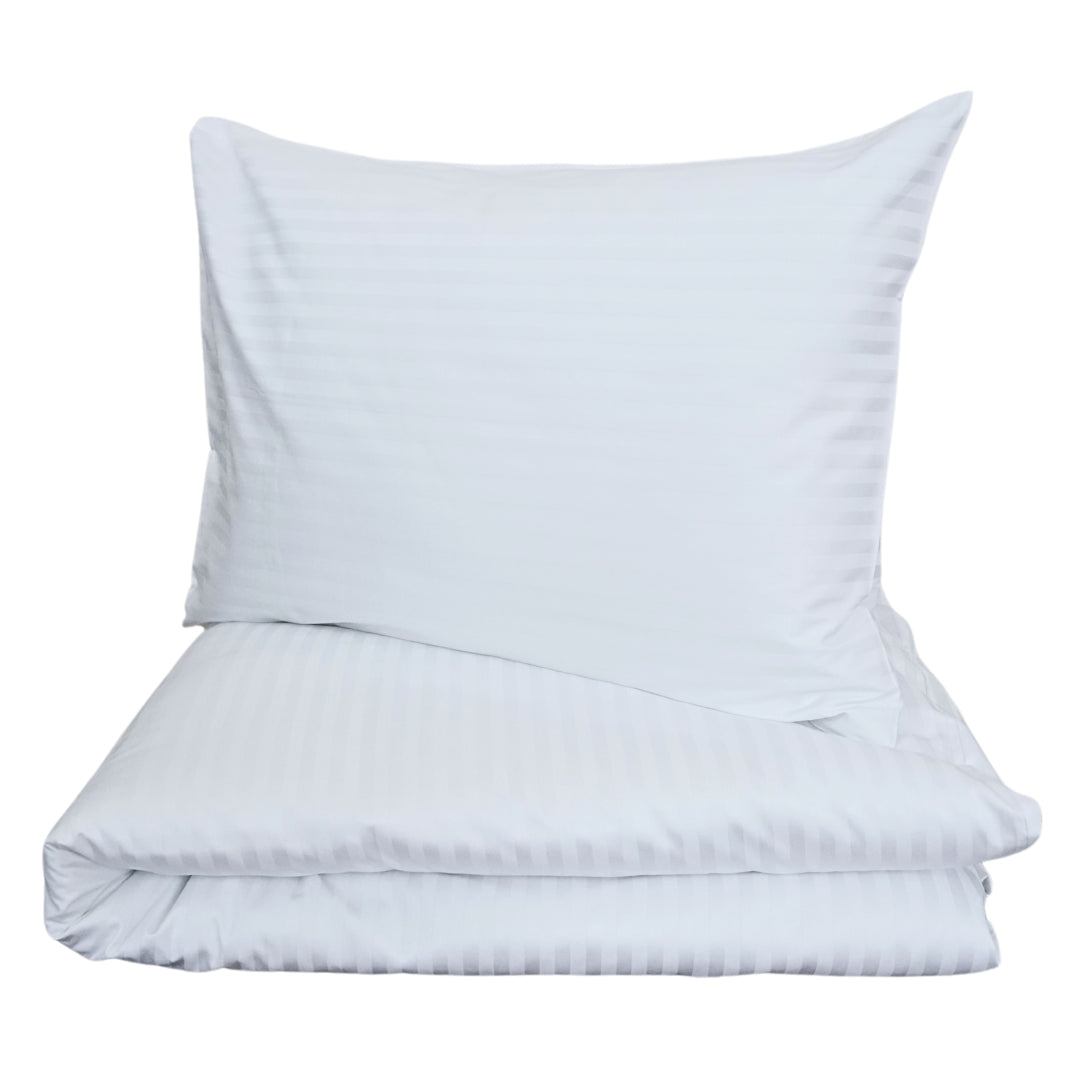 Hotel satin 1 cm striped bed sheet set 100% cotton - fitted - set of 2 - 140 gr/m2 - packaged