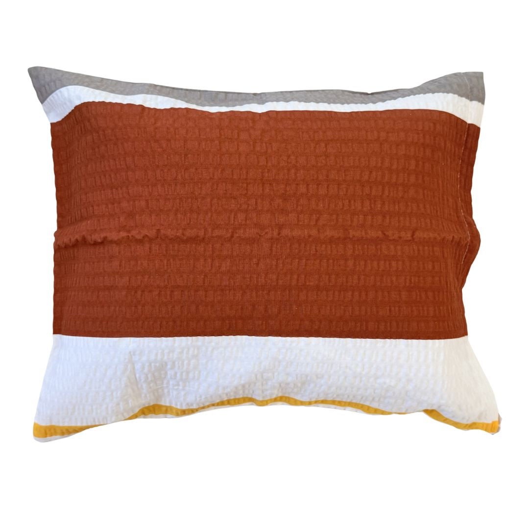 Krepp-Bettwäscheset 3-teilig - Orange/Burgund/Grau