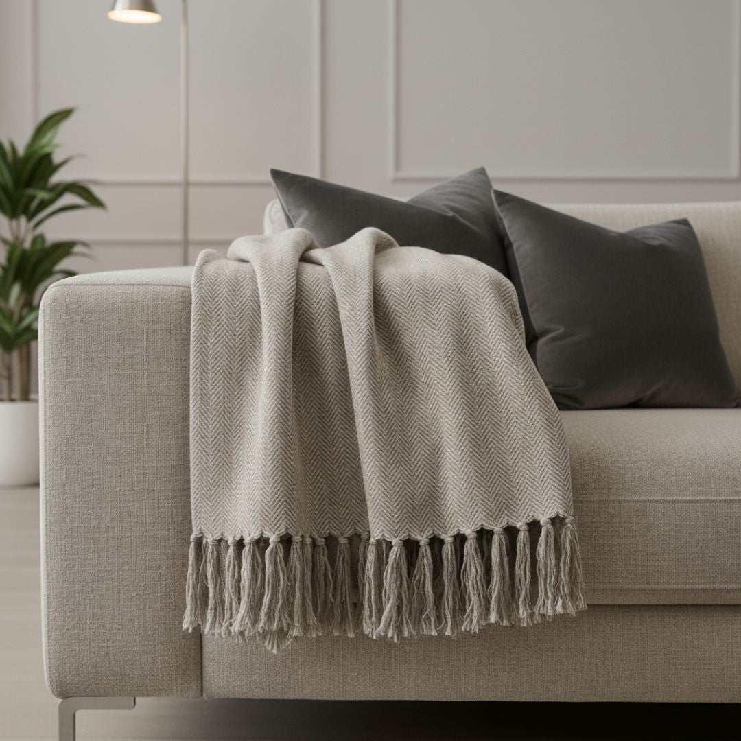 Beige polka dot bedspread