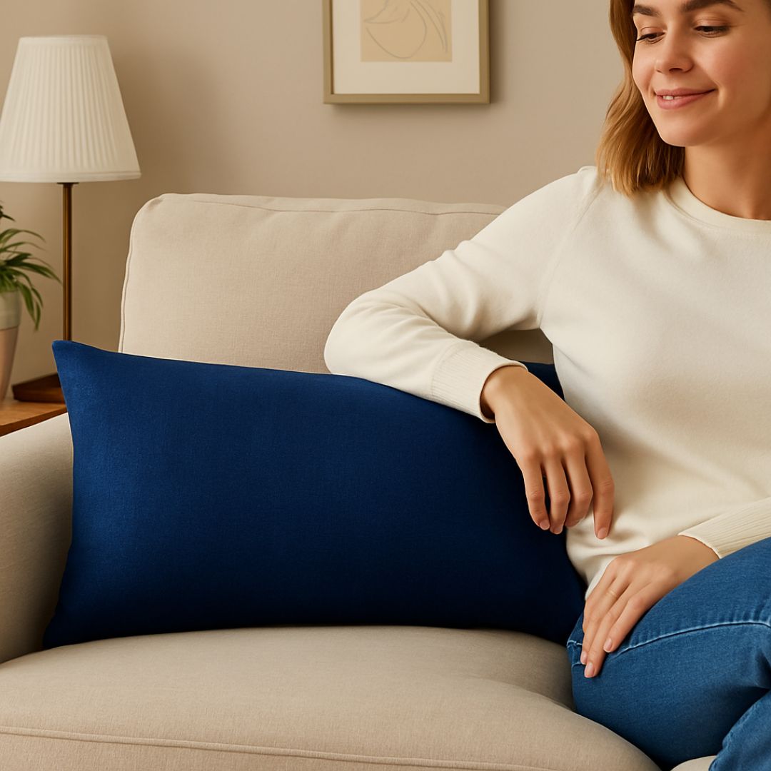 Dunkelblaues Dekokissen - mit Einlage - 30x60 cm