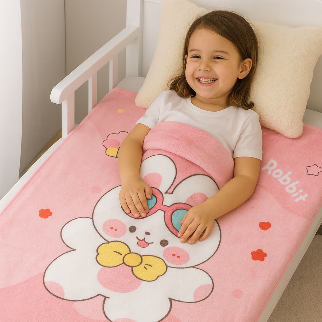 Pink bunny children's blanket - 100x140 cm