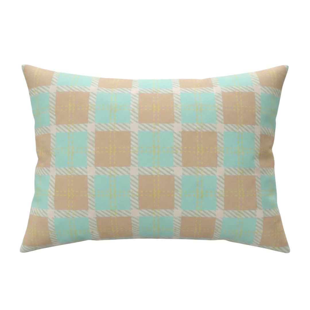 Baumwoll-Bettwäsche-Set - Hellblau kariert