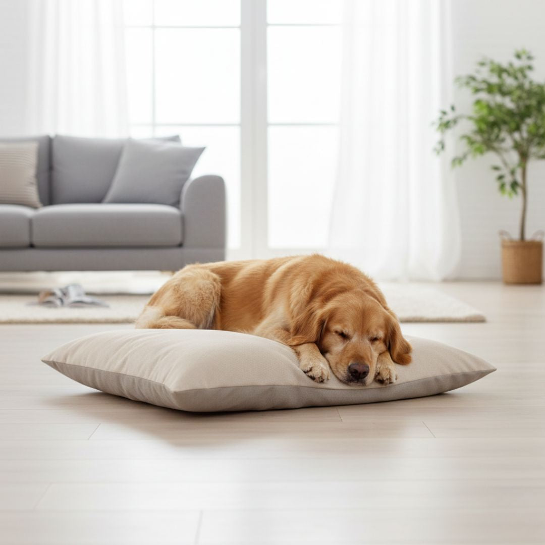 Doppelseitiges Designkissen - Hundebett - blass/dunkelrosa