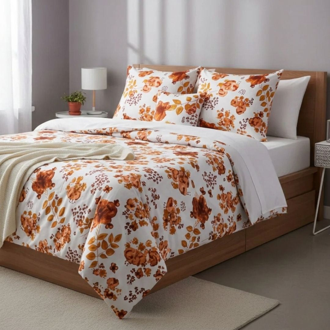 Flanell-Bettwäscheset - 3-teilig - Beige/Weiß