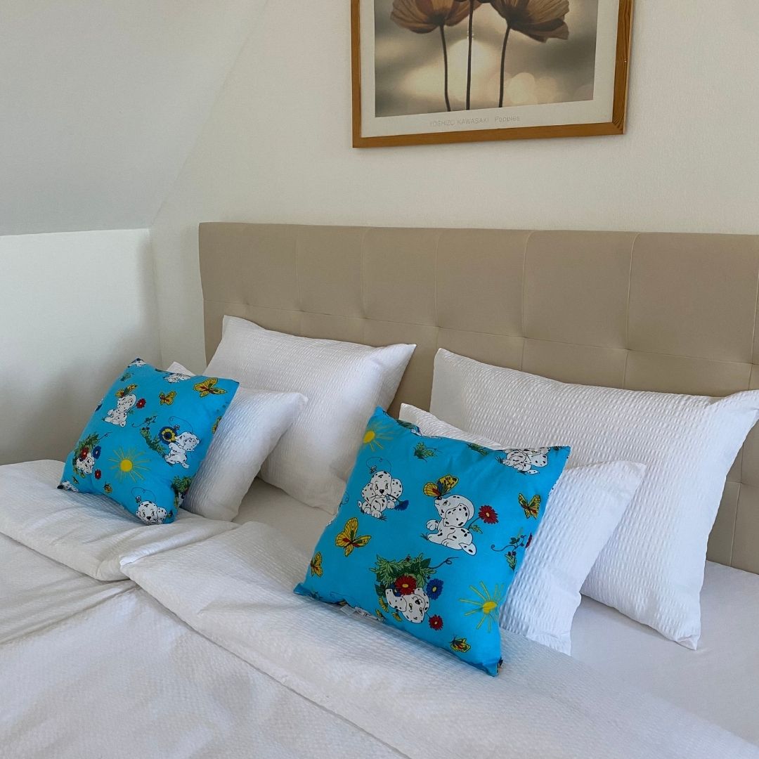 Blue dog pillow - 40x40 cm