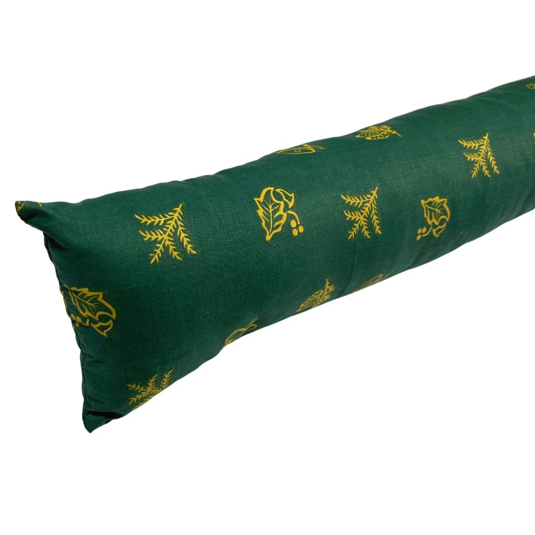 Christmas draught excluder - green/gold pattern