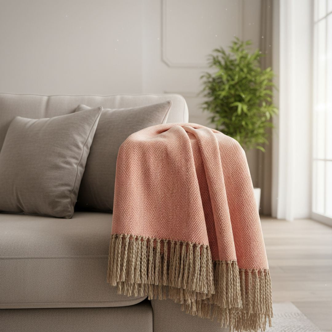 Beige polka dot bedspread