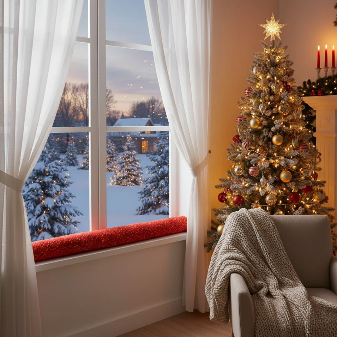 Weihnachtszugluftstopper - Sternmuster