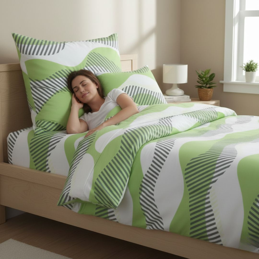 Flanell-Bettwäscheset - 3-teilig - Beige/Weiß