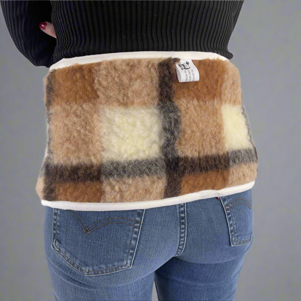 Wool kidney warmer - 20x55 cm - medium - gray checkered