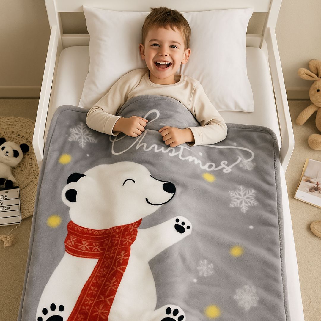 Grey polar bear children's blanket - 100x140 cm