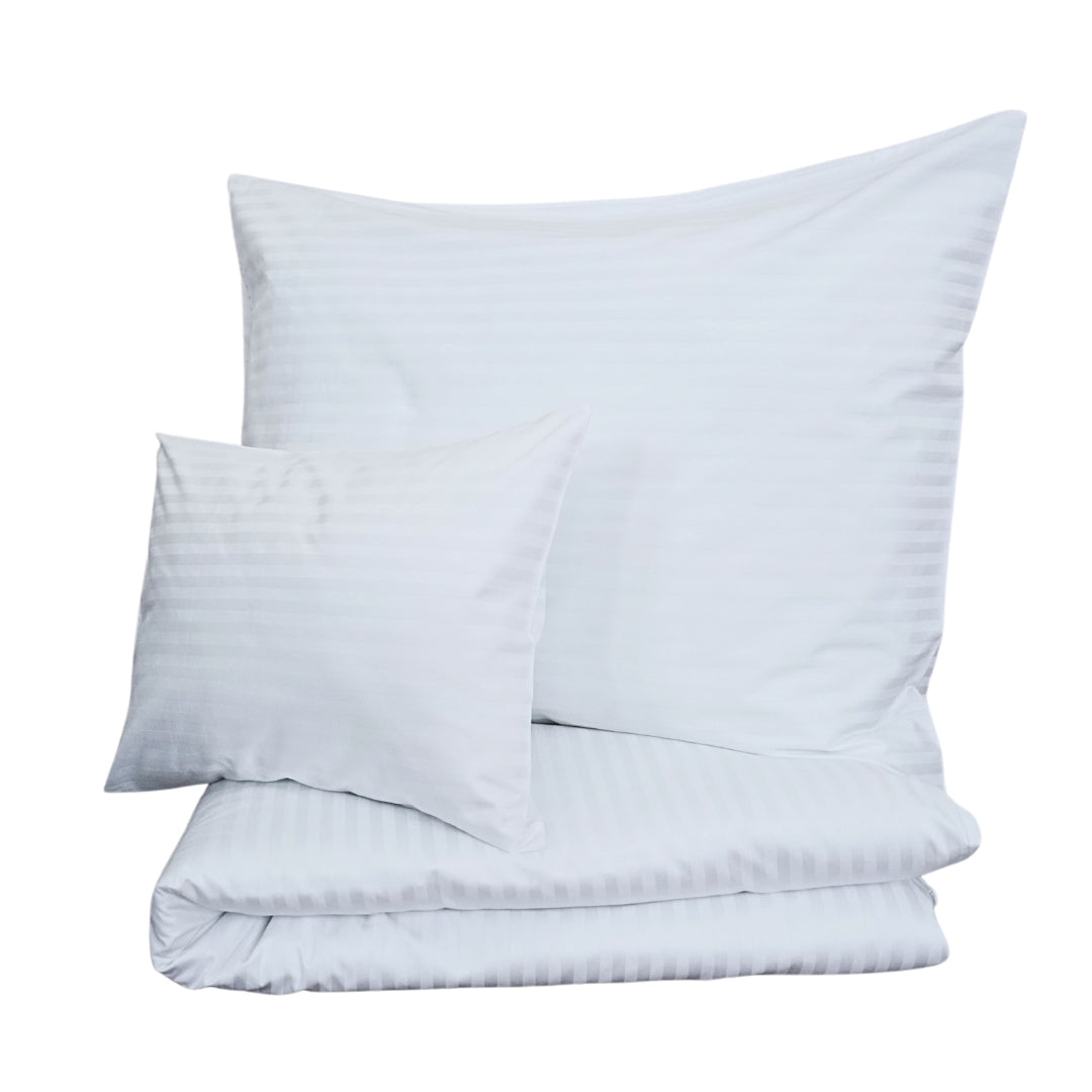 Hotel-Satin-Bettlakenset mit 1 cm Streifen, 100 % Baumwolle – zum Umklappen – 3er-Set – 140 g/m² – verpackt