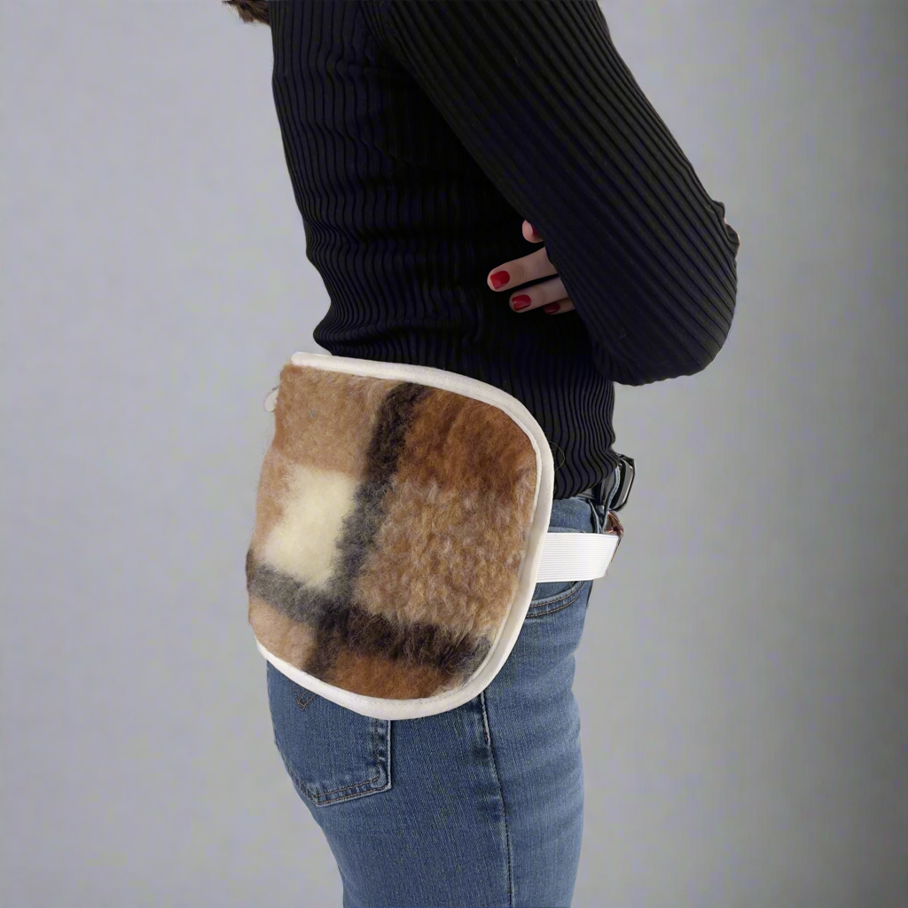 Wool kidney warmer - 20x55 cm - medium - gray checkered