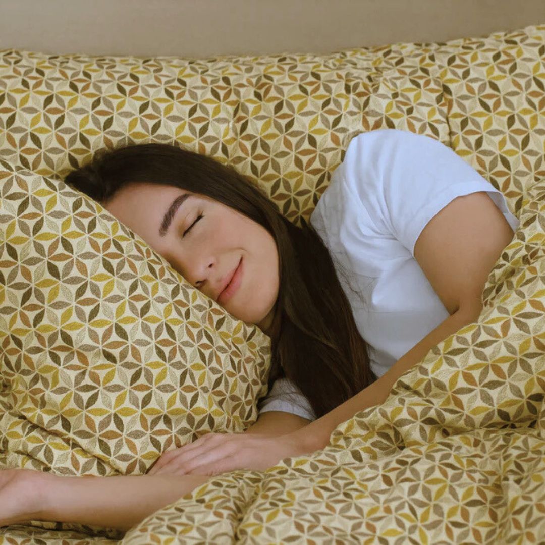 Pamut ágyneműhuzat garnitúra - 3 db-os - Barnás geometriai mintás