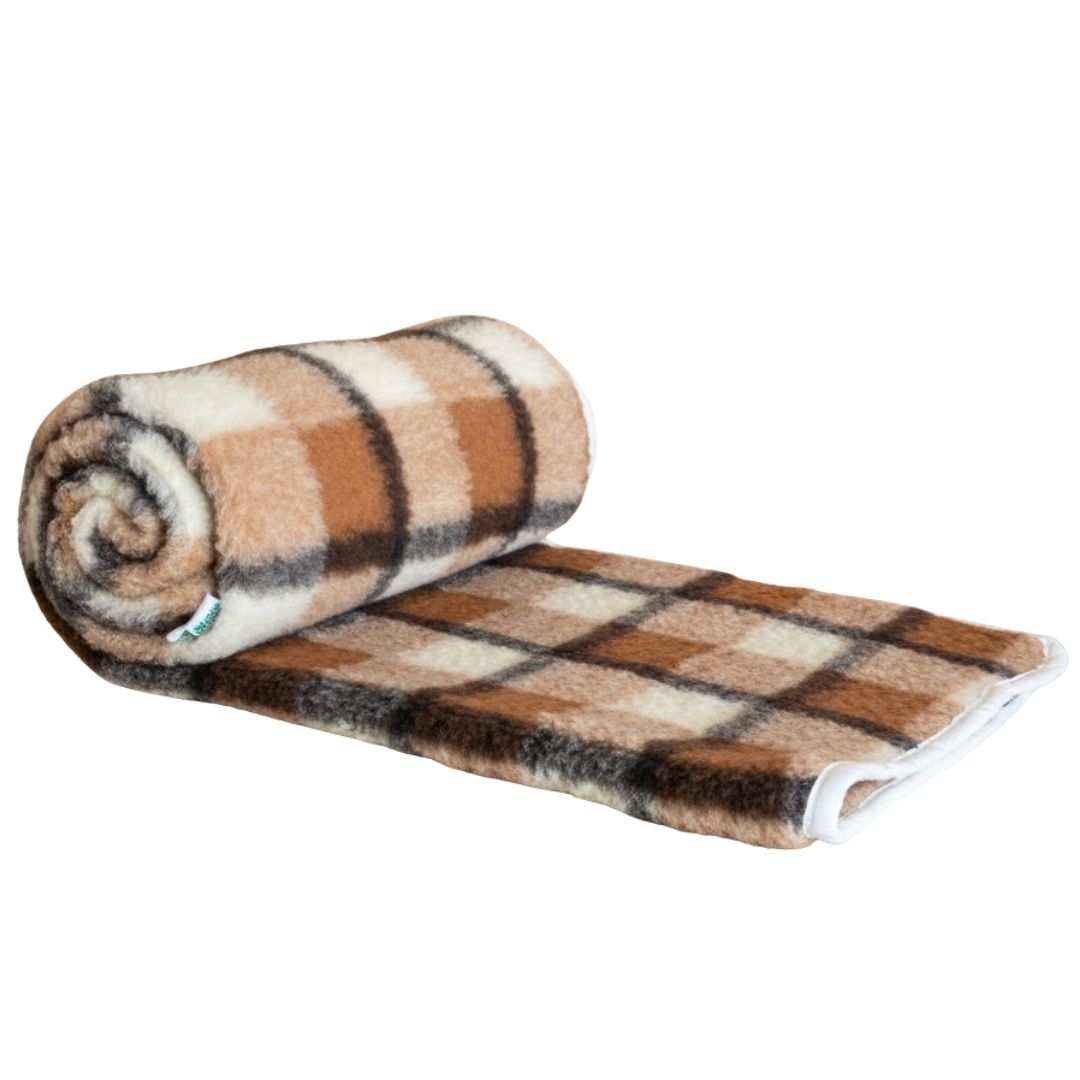 Double-sided grey checkered lambswool down blanket