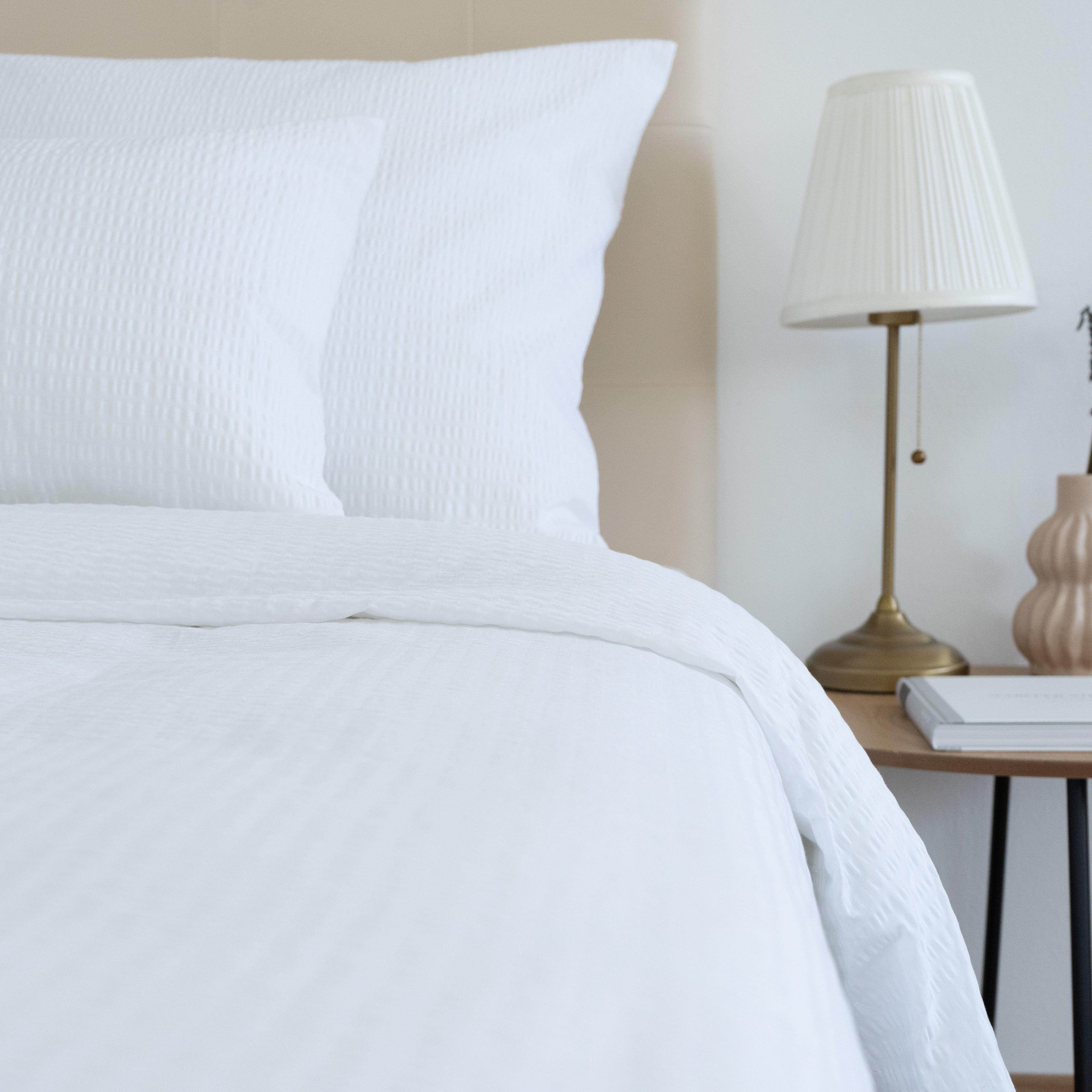 Crepe 100% cotton bed linen set - fitted - set of 3 - 130 gr/m2