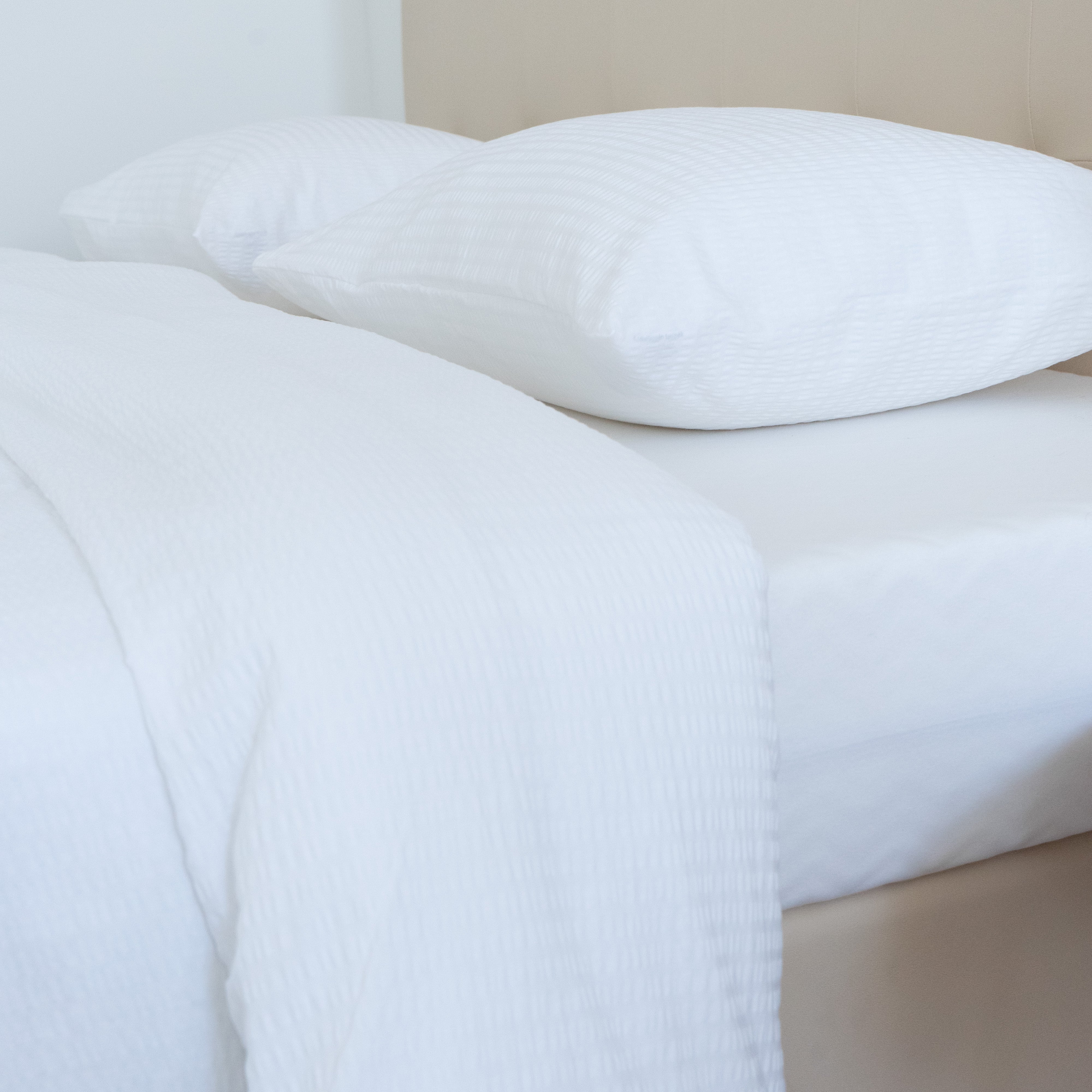 Bettwäscheset aus Krepp, 100 % Baumwolle, Spannbettlaken, 2er-Set, 130 g/m²