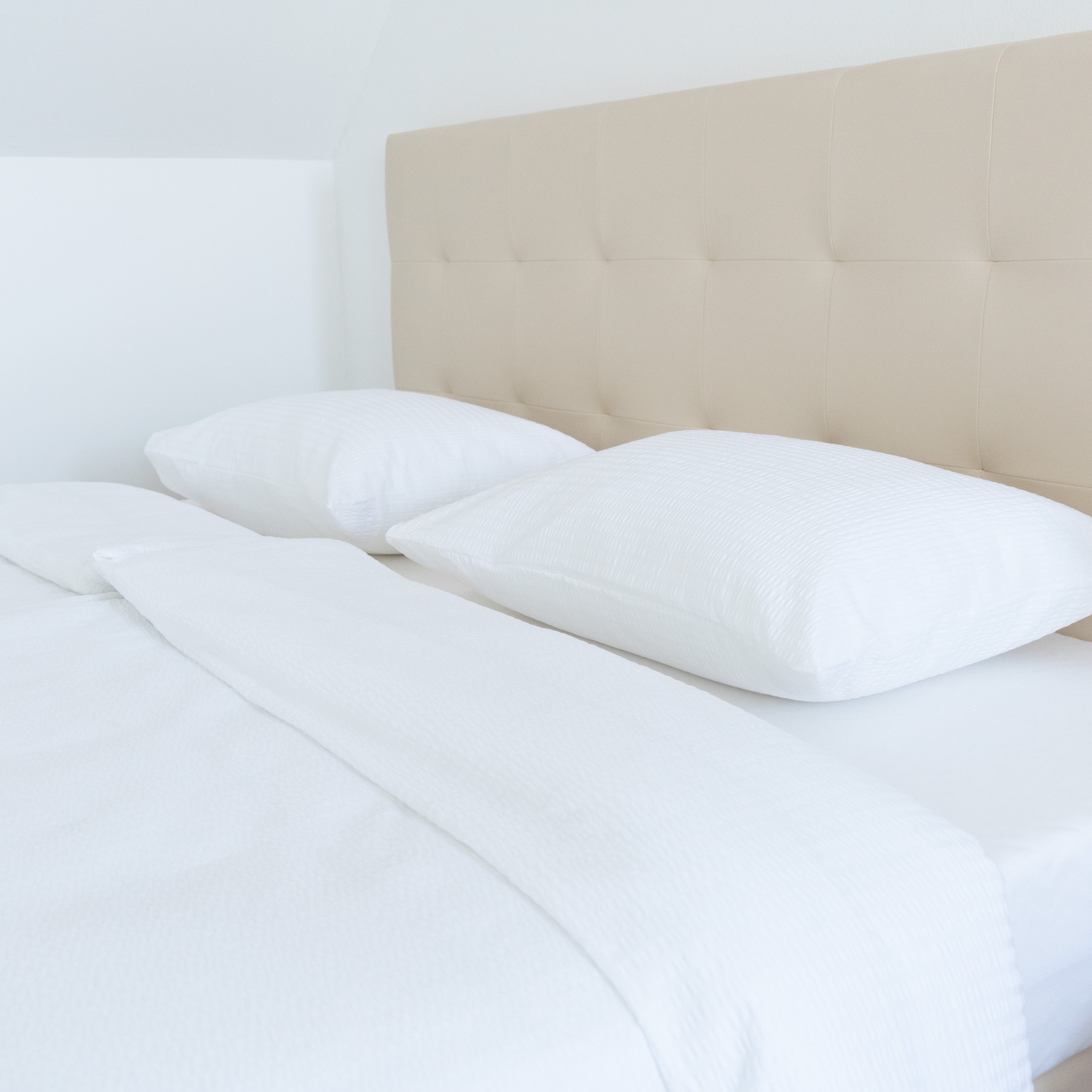 Bettwäscheset aus Krepp, 100 % Baumwolle, Spannbettlaken, 2er-Set, 130 g/m²