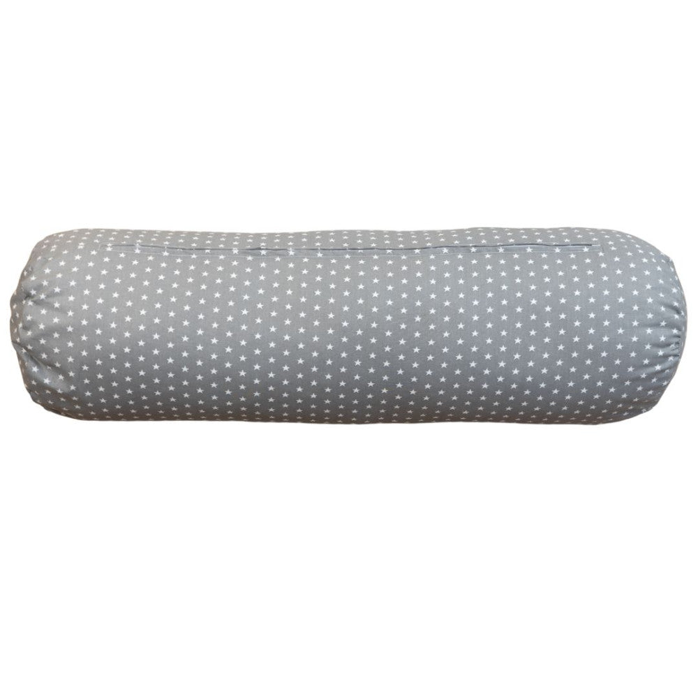 Großes Zylinderkissen - graues Sternenmuster