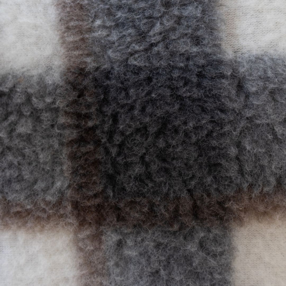 Wool kidney warmer - 20x55 cm - medium - gray checkered