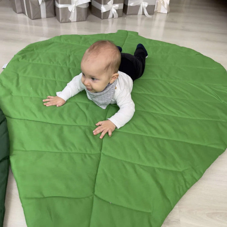 Falevél gyerek játszószőnyeg és takaró - világoszöld