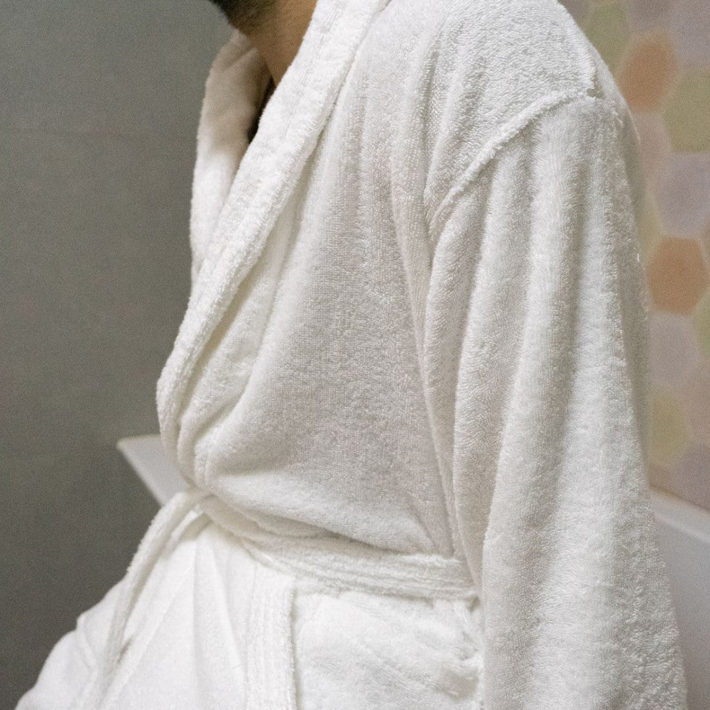 Hotel robe white terry with scarf collar - Premium quality! - 450 gr/m2 - packaged