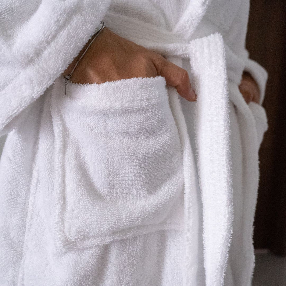 Hotel robe white terry with scarf collar - Premium quality! - 450 gr/m2 - packaged