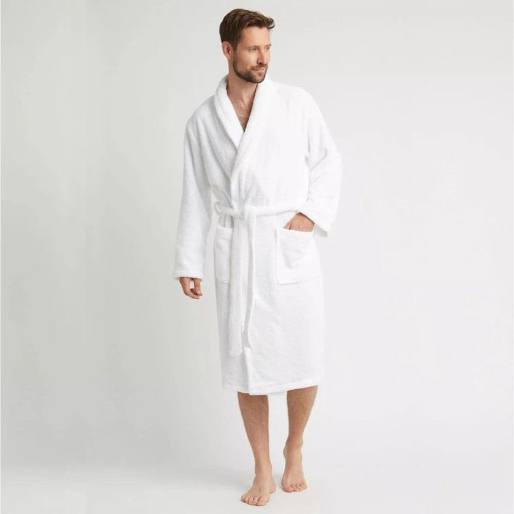 Hotel white terry robe with shawl collar - 400 gr/m2