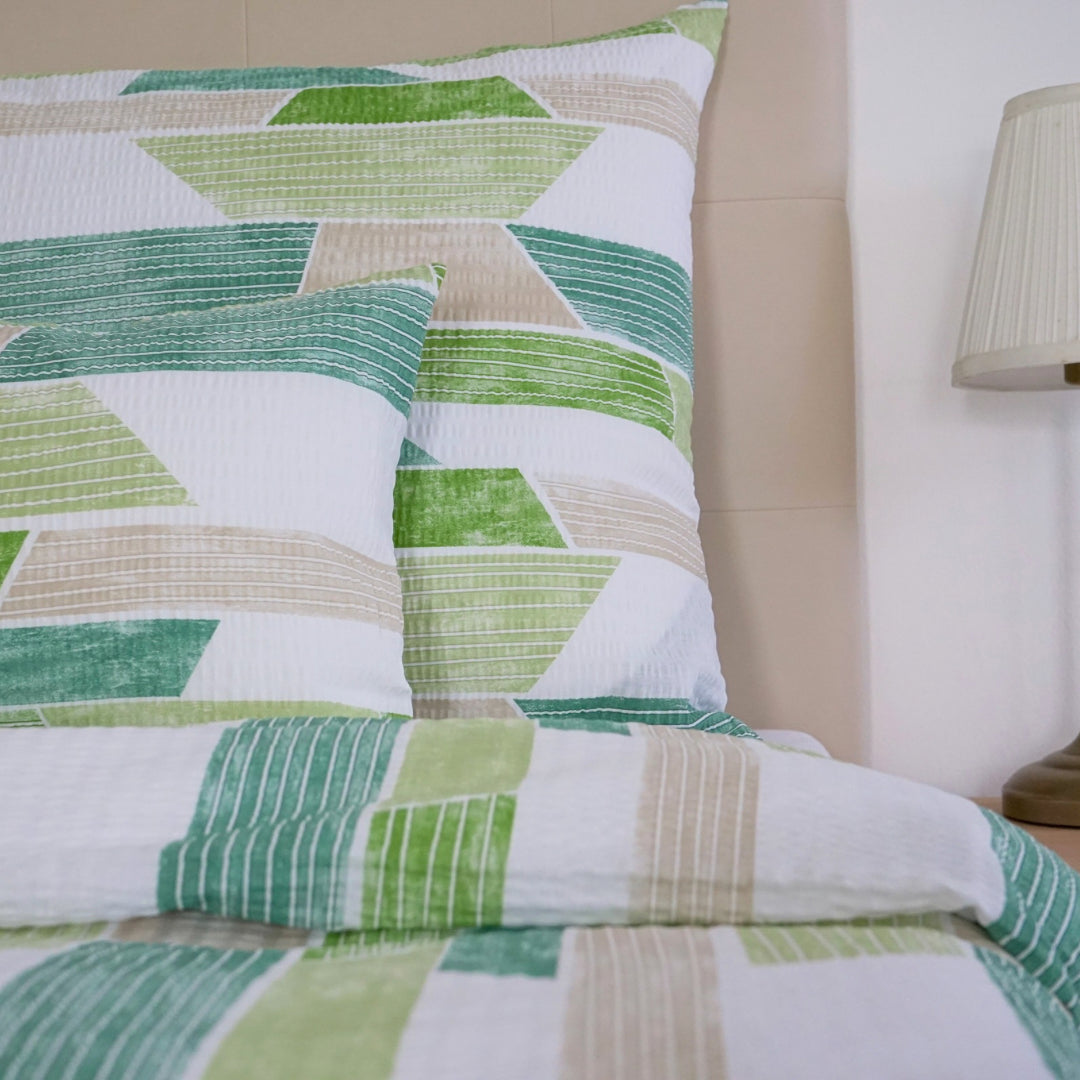 Krepp ágyneműhuzat garnitúra - Zöld mintás