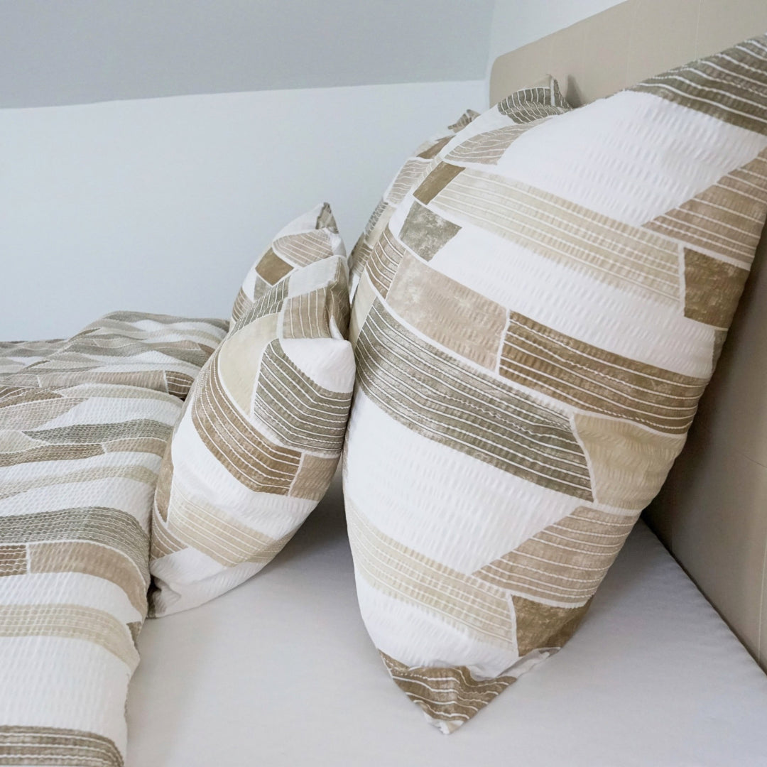 Krepp-Bettwäsche 3er-Set - Braunes Muster