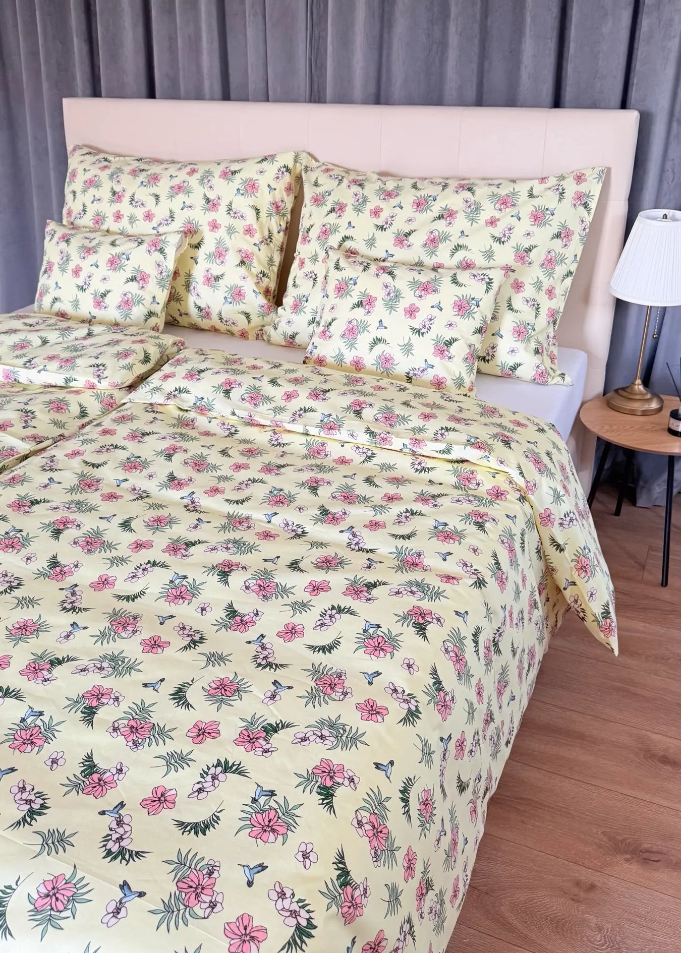 Cotton bed linen set - Blue circles