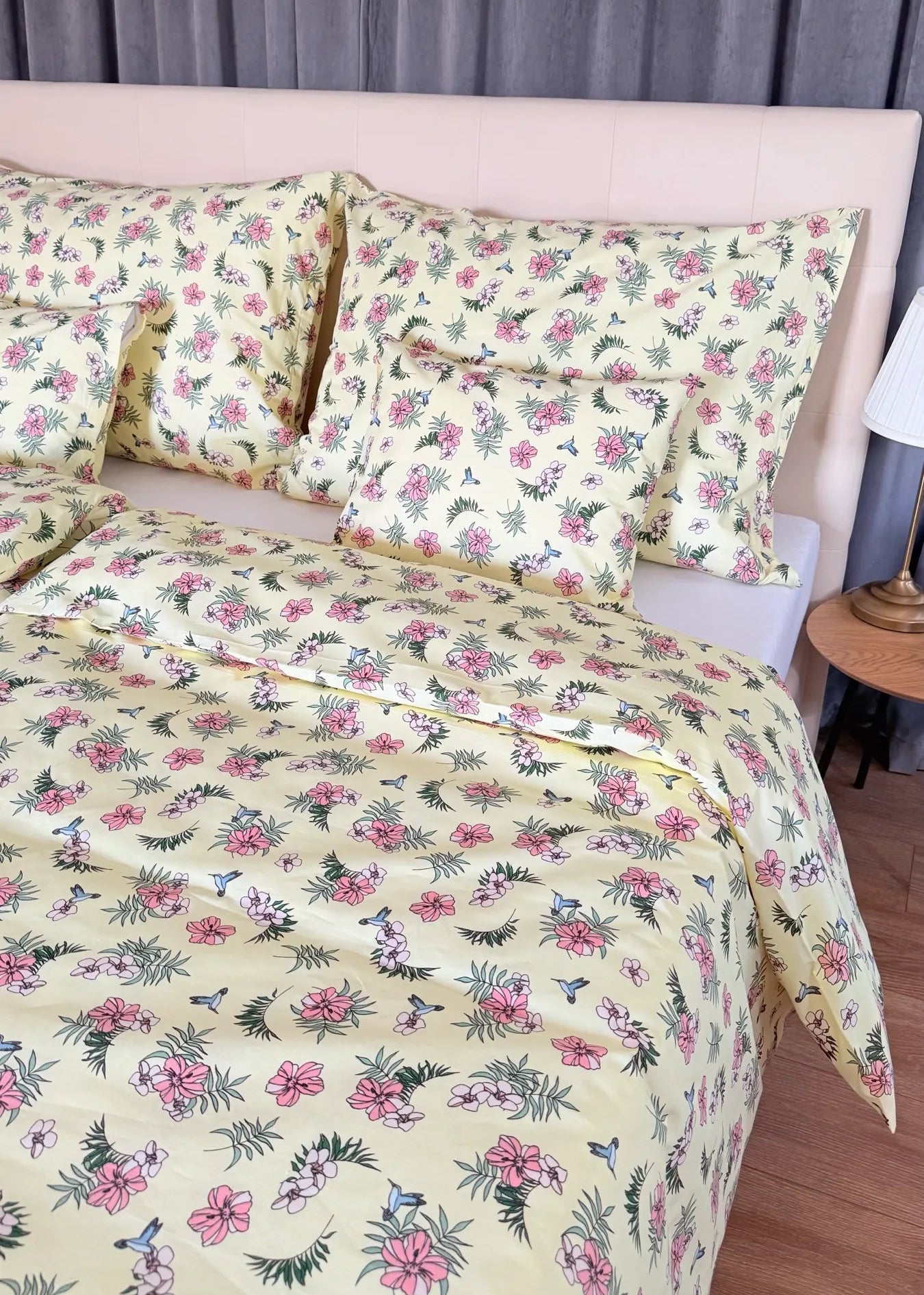 Cotton bed linen set - Blue circles