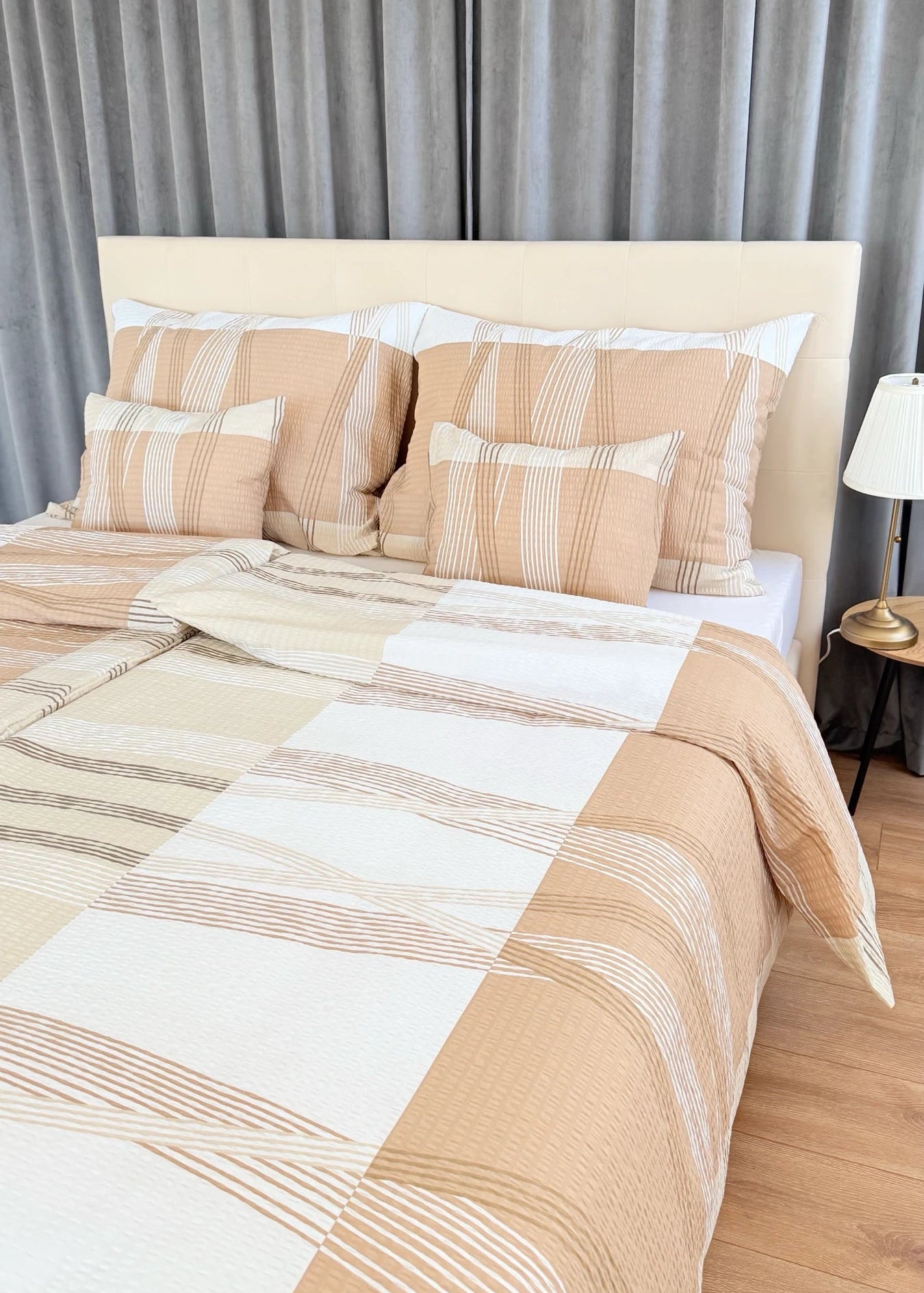 Krepp-Bettwäsche 3er-Set - Grünes Muster