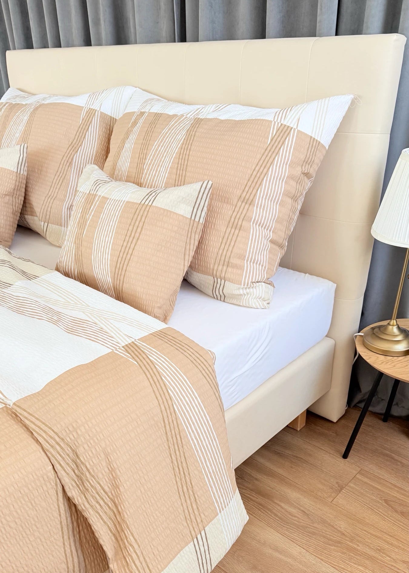 Krepp-Bettwäsche 3er-Set - Grünes Muster