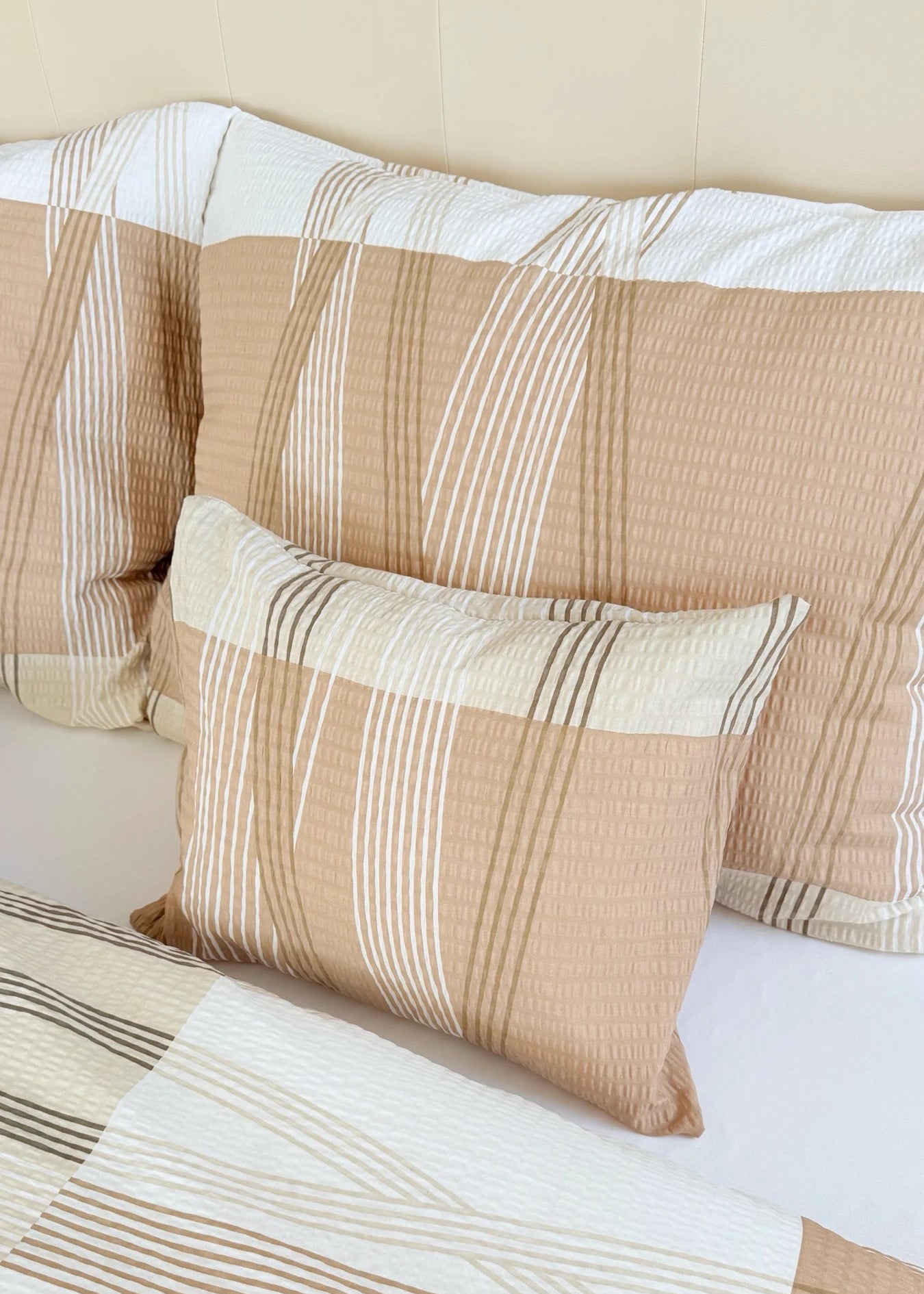 Krepp-Bettwäsche 3er-Set - Grünes Muster