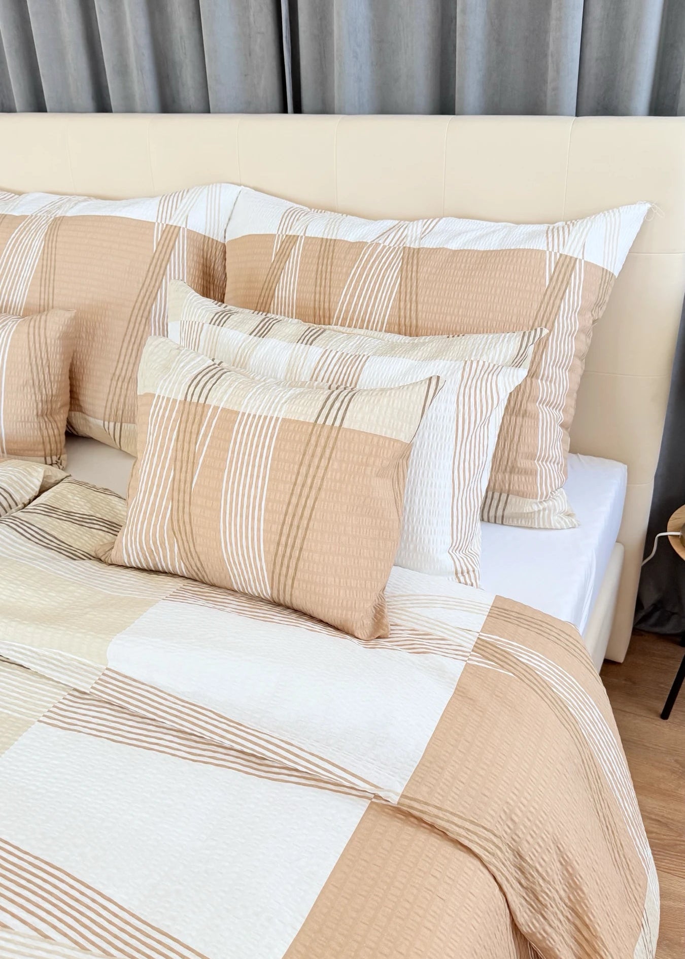 Krepp-Bettwäsche 3er-Set - Grünes Muster