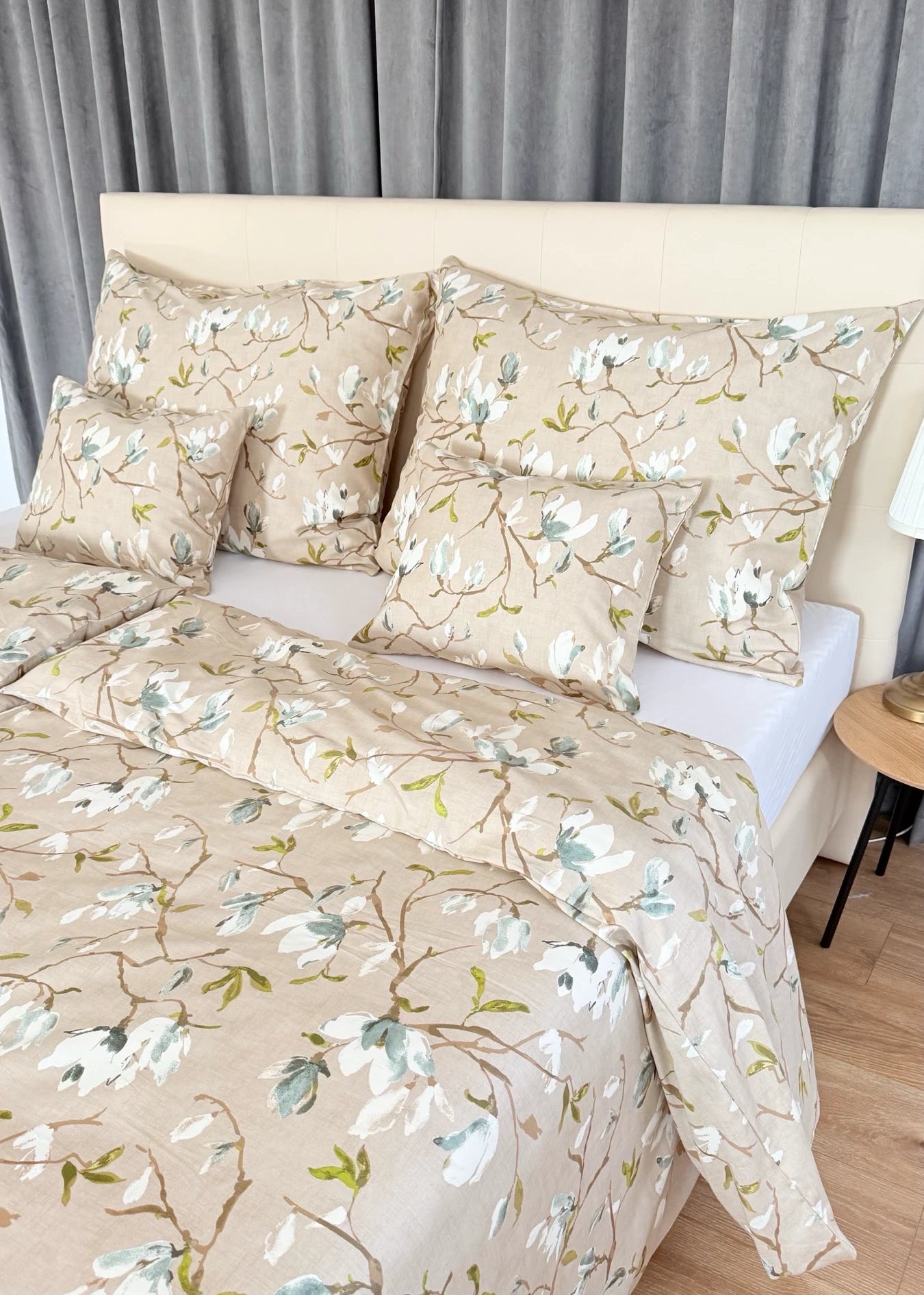 Mintfarbenes, einfarbiges Satin-Bettwäscheset – TC 300