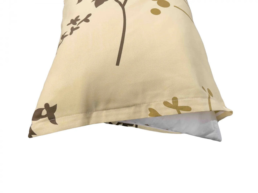 Pamut kispárnahuzat - Barna/bézs faágas