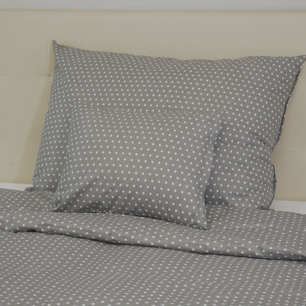 Cotton pillowcase - Gray and white stars