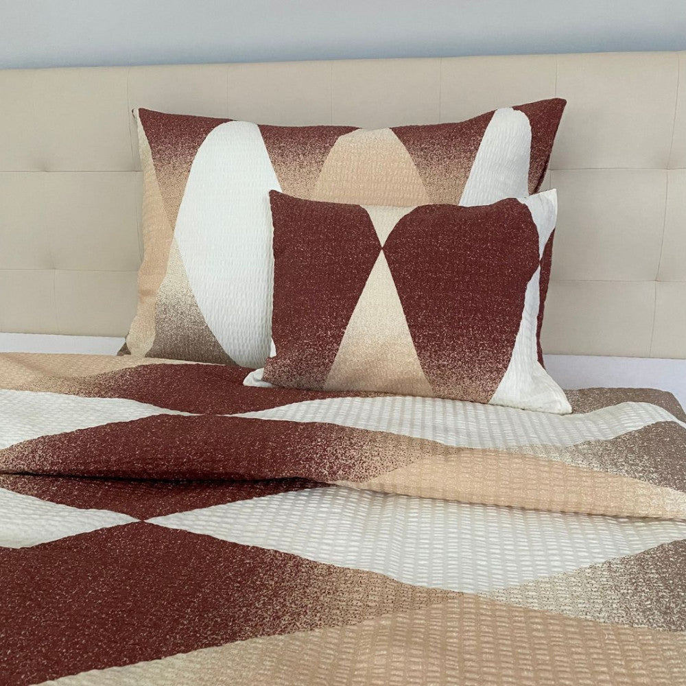 Crepe pillowcase - Brown/beige pattern