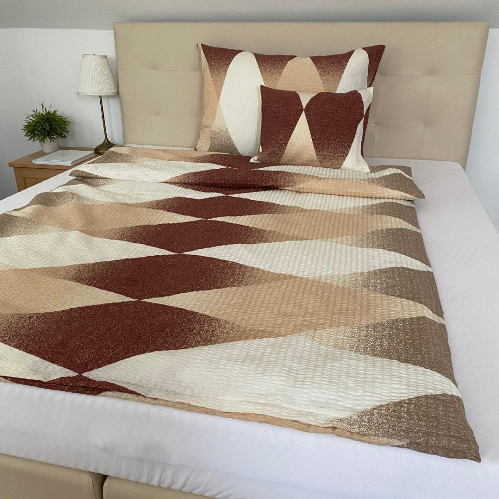 Crepe pillowcase - Brown/beige pattern