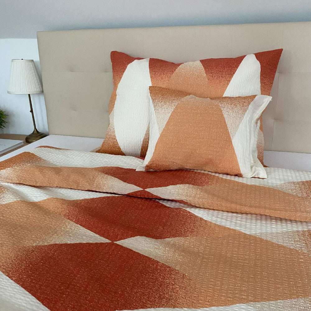 Crepe pillowcase - Orange/beige pattern